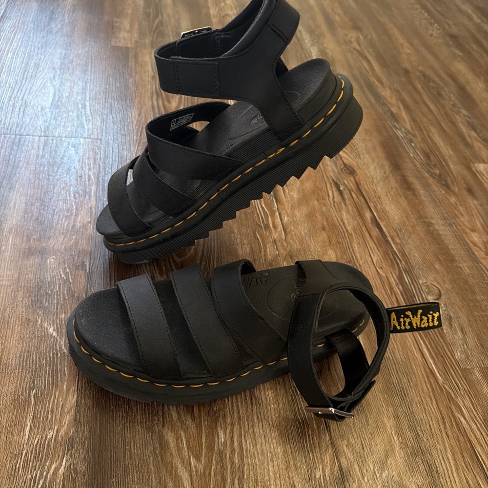 Dr. Martens Blair platform sandals with Yellow Stitching